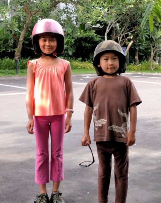 kids with helmets